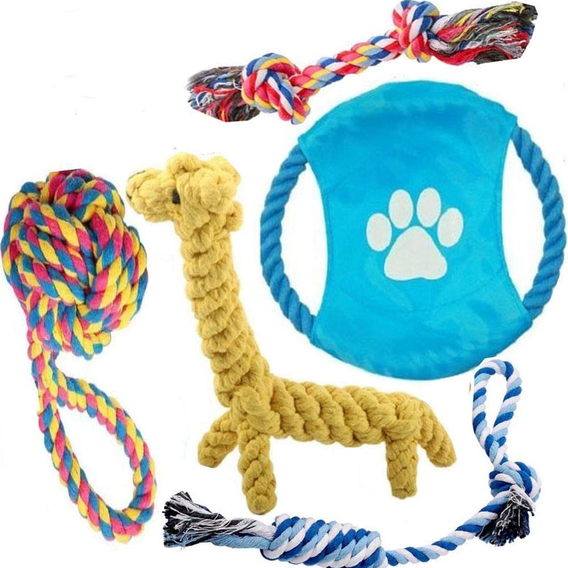 Janlyy Pet Dog Toys Dog Chew Rope Toys Set Non-toxic Material Durable Interactive Toys for Puppy Medium Dogs(5 Pack, Random Color) - PawsPlanet Australia