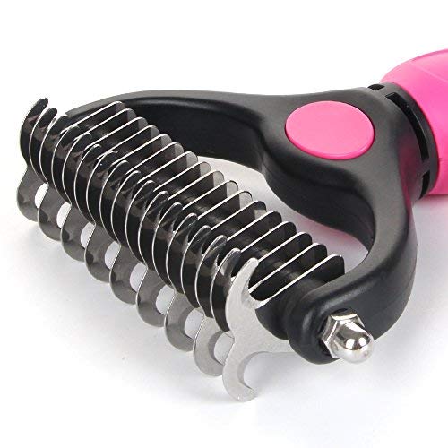 Pet Grooming Comb Dog Undercoat Rake,Dematting Comb Groomimg Stripping Deshedding Tool For for Knots, Tangles, Matted Fur Cats(Large Medium and Small) Pink - PawsPlanet Australia