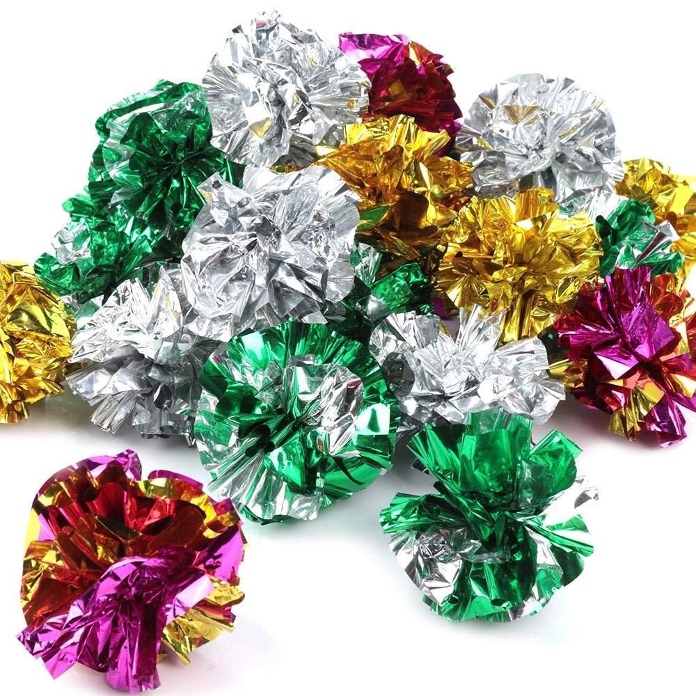 [Australia] - Bestsupplier 25 Pack Crinkle Balls Cat Toys - Original Mylar Crinkle Balls Cat Toys（Random Color） 