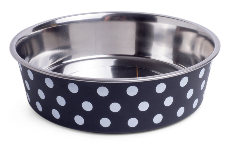 Petface Black and White Spots Deli Dog Bowl, 14 cm Black and White,14 cm - PawsPlanet Australia