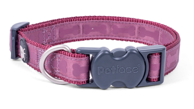 Petface Tonal Bones Pattern Dog Collar, Small, Country Berry - PawsPlanet Australia