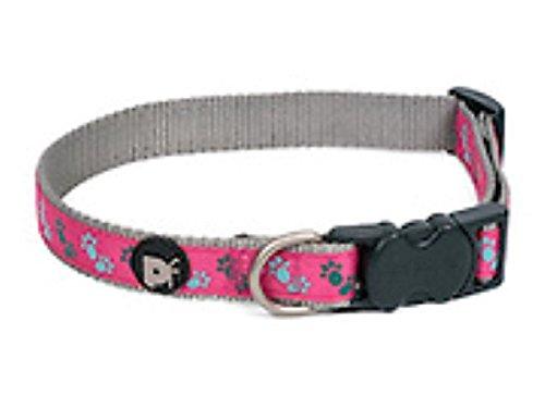 Petface Paws Print Dog Collar, Small, Cerise/Grey - PawsPlanet Australia