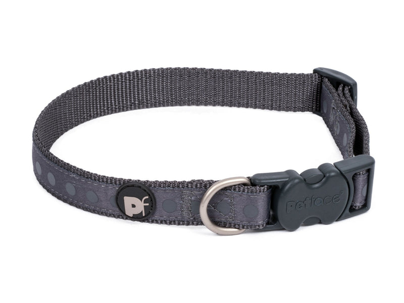 Petface Steel Tonal Dots Print Dog Collar, X-Small, Grey - PawsPlanet Australia