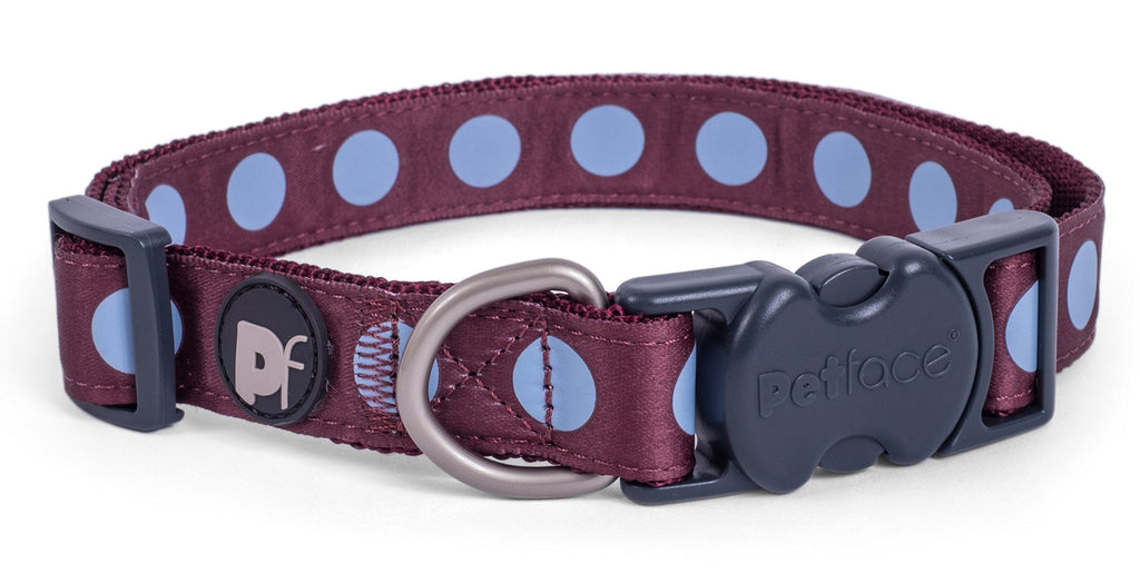 Petface Ox Blood Bold Spot Dog Collar, X-Small - PawsPlanet Australia