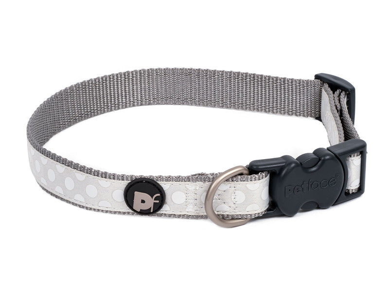 Petface Light Grey Tonal Dots Print Dog Collar, Medium - PawsPlanet Australia