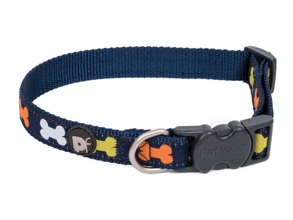 Petface Multi Bones Print Dog Collar, Small blue - PawsPlanet Australia