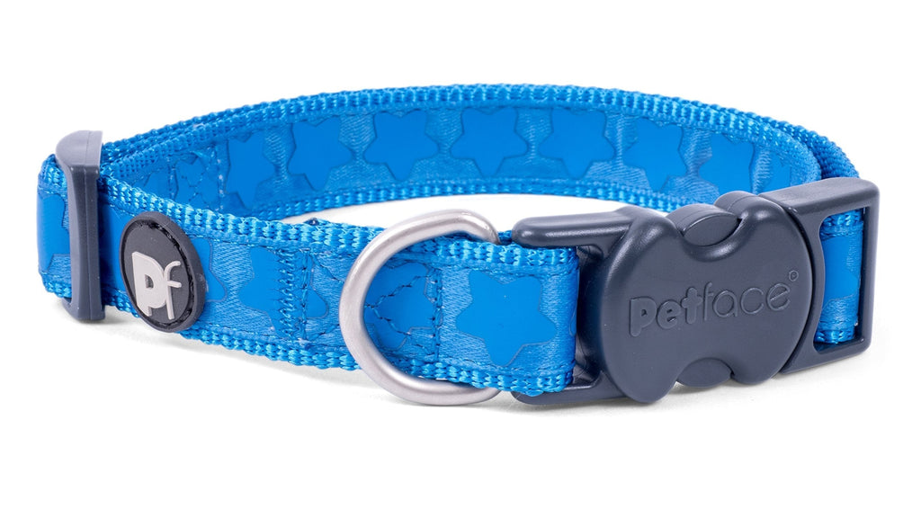 Petface Tonal Stars Print Dog Collar, Medium, Bright Blue - PawsPlanet Australia