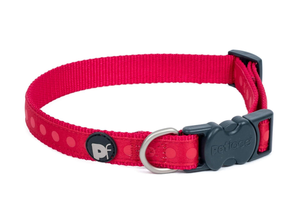 Petface Tonal Dots Print Nylon Dog Collar, Small, Red, S - PawsPlanet Australia