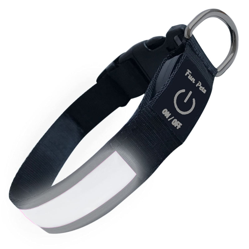 Super Bright USB Rechargeable LED Dog Safety Collar - Great Visibility & Improved Safety - 7 Colours, 5 Sizes (Black & White, X-Small) X-Small ( 20cm - 30cm / 7.87" - 11.8" ) Black & White - PawsPlanet Australia