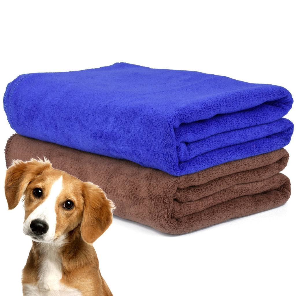 Dog Towel, Legendog 2 Pcs Microfiber Quick Drying Dog Bath Towel | Dog Drying Towels | Large Dog Towel for Dogs and Puppys | Blue and Brown 160*60 cm - PawsPlanet Australia