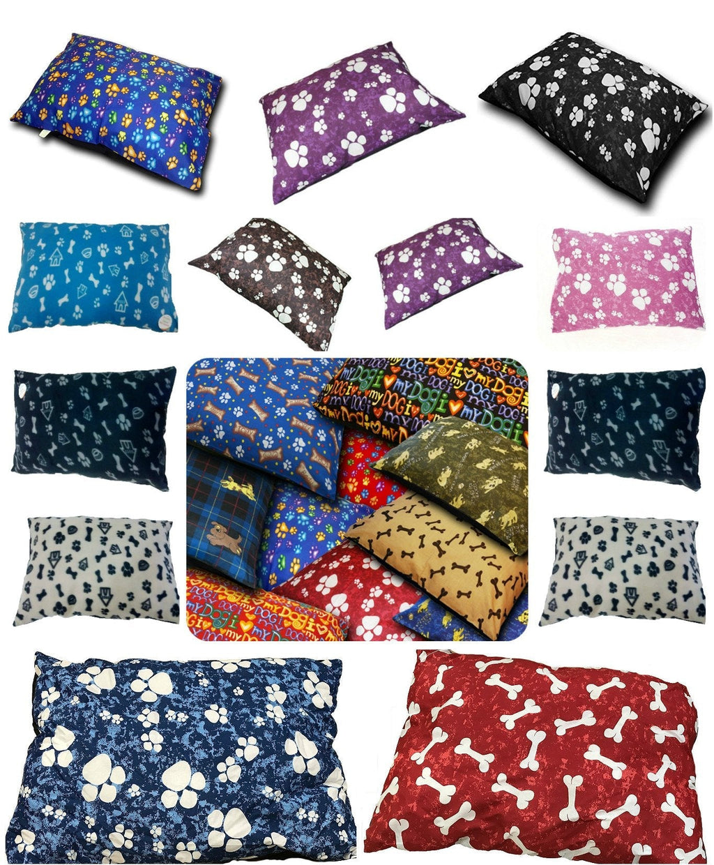 Comfort-Style SET OF 2 ~ washable Medium DOG BED Pillow Covers ONLY ~ Outer PolyCotton covers for PET with ZIP (Assorted designs ~ MEDIUM 18" x 28") - PawsPlanet Australia