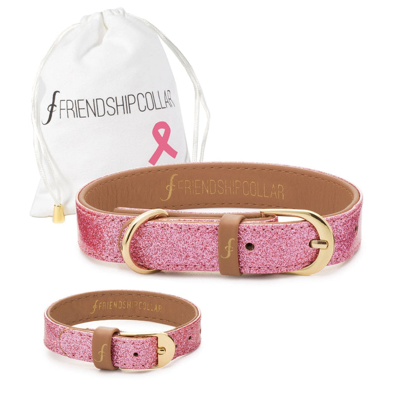FriendshipCollar Dog Collar and Friendship Bracelet - Glitter Pink - Small - PawsPlanet Australia
