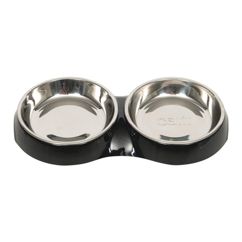 Catit Shallow Double Food Bowl, Black Single - PawsPlanet Australia