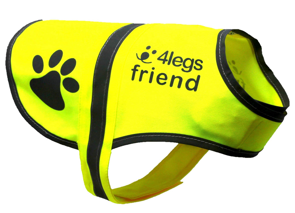 [Australia] - 4LegsFriend Dog Safety Yellow Reflective Vest with Leash Hole 5 Sizes - High Visibility for Outdoor Activity Day and Night, Keep Your Dog Visible, Safe from Cars & Hunting Accidents New Design + Bonus Medium 