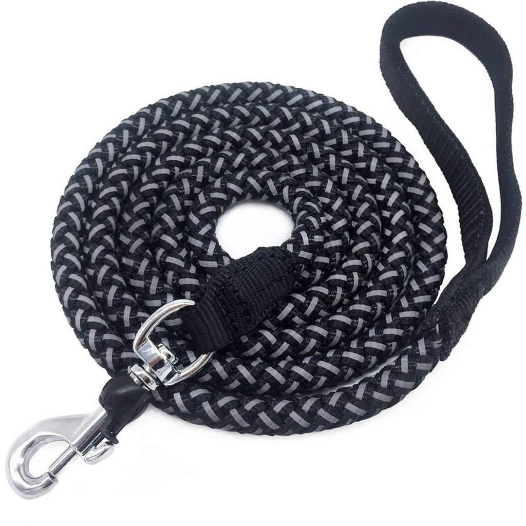 Mycicy Rope Dog Lead - 4/6/10 Foot Reflective Dog Lead - Mountain Climbing Nylon Braided Heavy Duty Dog Training Lead for Large and Medium Small Dogs Walking Leads 6ft * 1/2" Black - PawsPlanet Australia