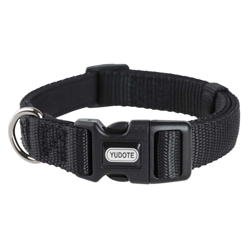 YUDOTE Adjustable Nylon Dog Collar with Soft Neoprene Padding for Puppies Small Sized Dogs Neck 25-38cm Black S (Pack of 1) - PawsPlanet Australia