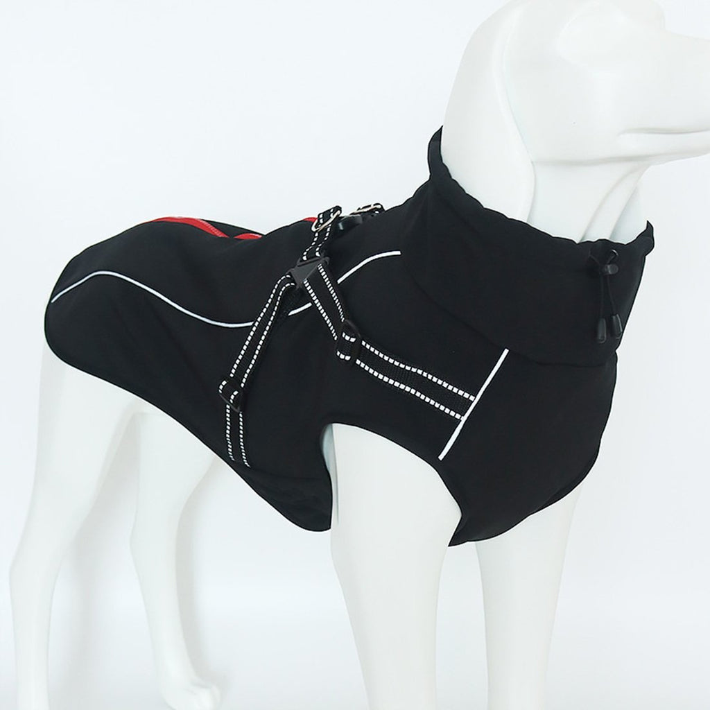 Gwell dog jacket, waterproof fleece lined rain jacket, strap for small and big dogs XS: Rückenlänge 40.5cm black - PawsPlanet Australia