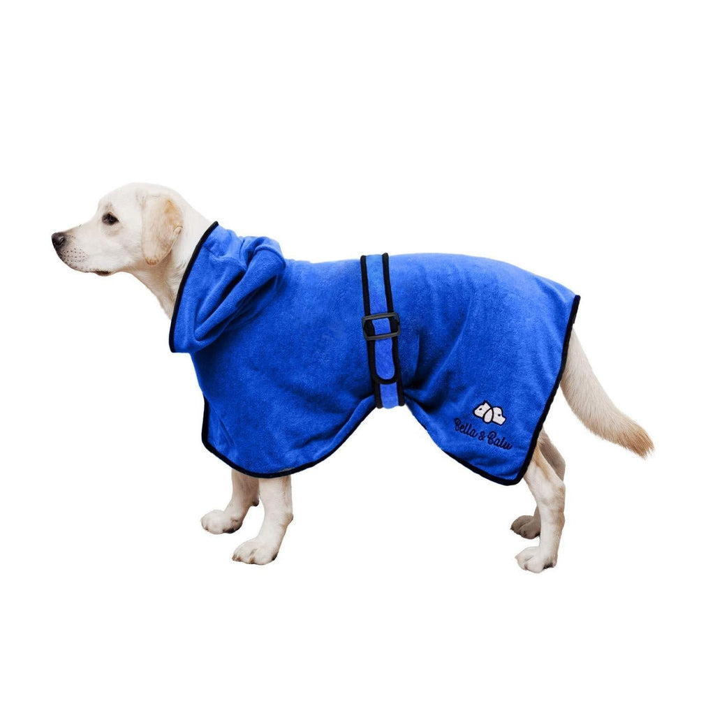 Bella & Balu Microfiber Dog Bathrobe – Absorbent Dog Towel to dry after bathing, swimming or walking in the rain (M) M blue - PawsPlanet Australia