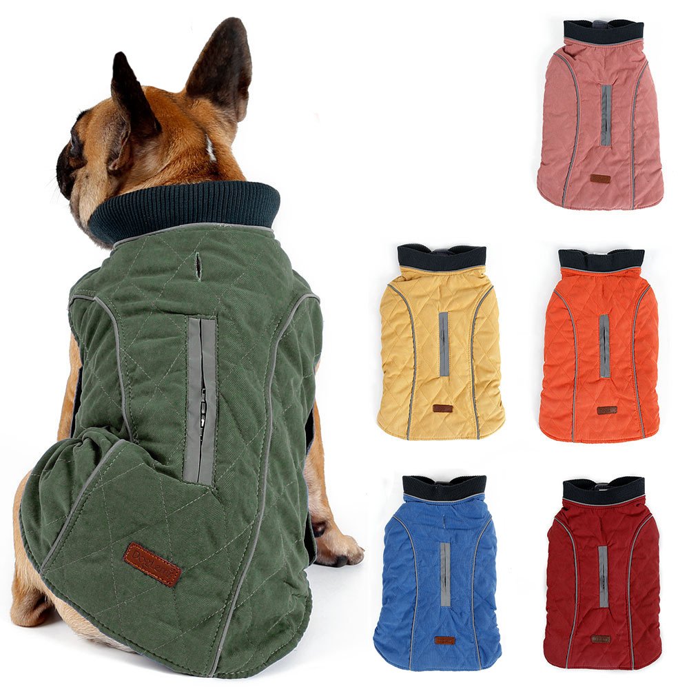 TFENG Reflective Dog Jacket, Dog Coat Warm Padded Puffer Vest Puppy Jacket with Fleece, Green XS XS(Chest:32-38cm,Back:23cm) - PawsPlanet Australia