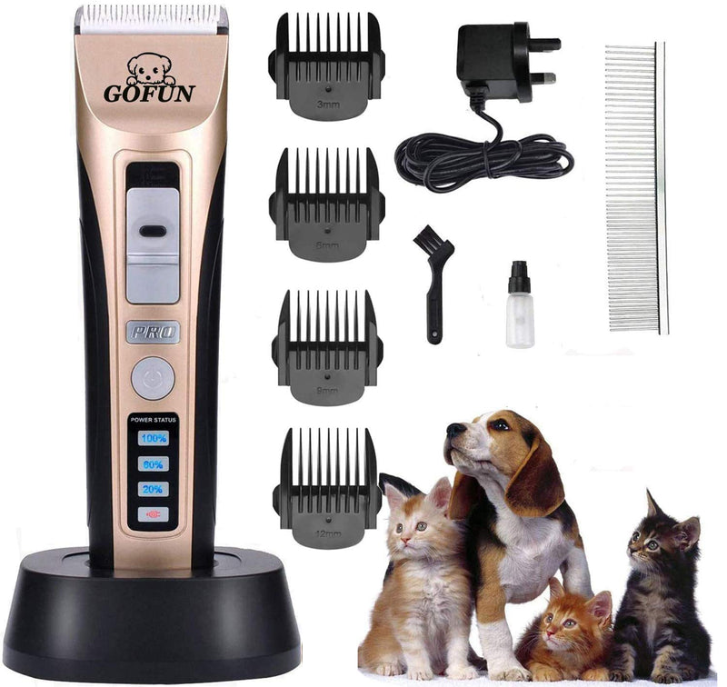 JHFUN Pet Grooming Clippers, Professional Dog Clippers Cat Grooming Clippers for Thick Hair Dogs, Cats and Horses (UK Plug) Gold2 - PawsPlanet Australia