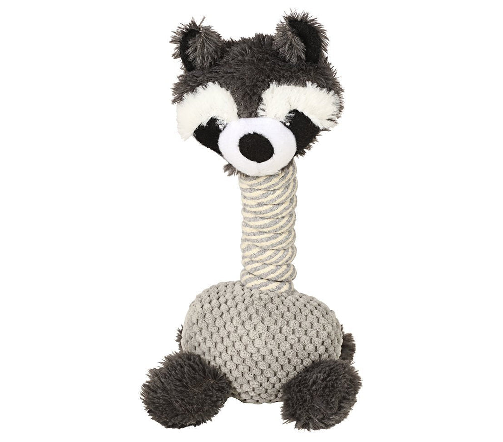 Dehner Racoon dog toy with squeaker, approximately 34 cm x 15 cm, sisal/plush, grey - PawsPlanet Australia