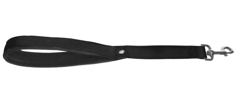 Chapuis Upholstery Dog Short Lead with Nylon Handle Comfort Strap Black Width 25 mm Length 30 cm L - PawsPlanet Australia