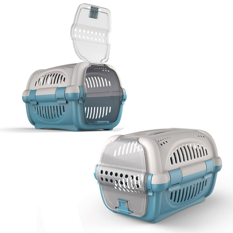 Premium Blue Pet Carrier Kitten Cat Dog Animal Transport Travel Box Cage Blue Rhino - PawsPlanet Australia