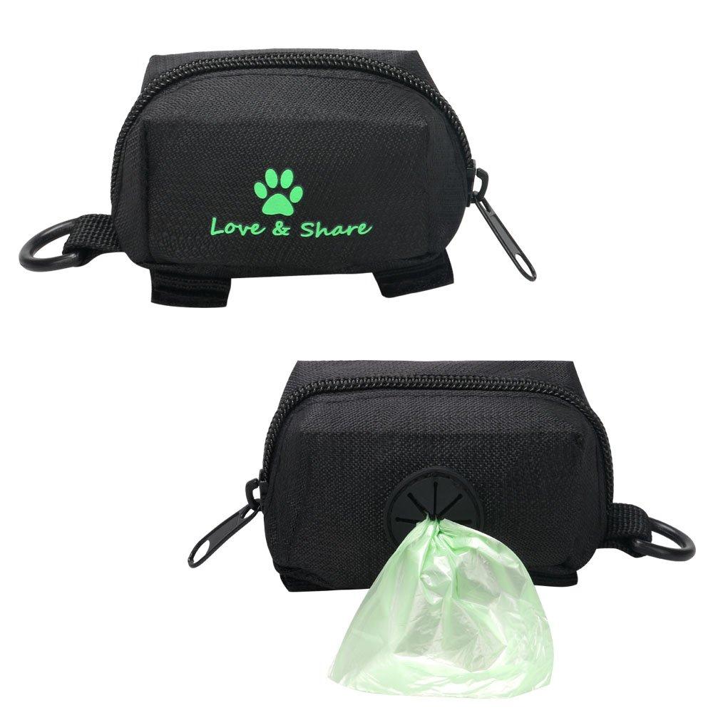 Ewolee Dog Poo Bag Holder, Durable Oxford Cloth Pet Dog Waste Bag Dispenser with 1 Roll of Dog Waste Bag, Portable Dog Poop Bag Dispenser for Dog Walking, Running, Hiking (Black) Black - PawsPlanet Australia