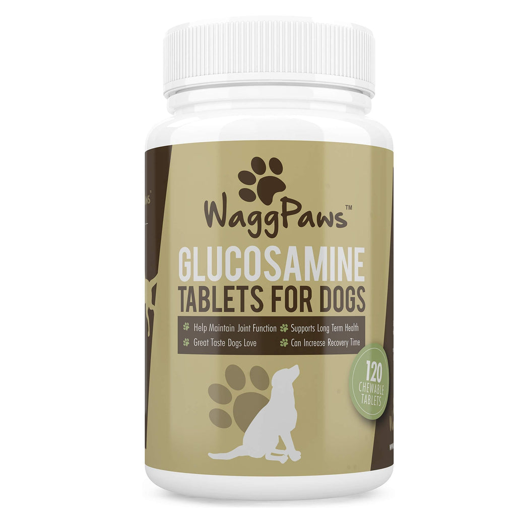 WaggPaws Dog Joint Supplement With Glucosamine For Stiff And Older Dogs - With Green Lipped Mussel, MSM, Hyaluronic Acid and Curcumin - Pet Supplies Dogs - 120 Chicken Flavoured Chewable Tablets - PawsPlanet Australia