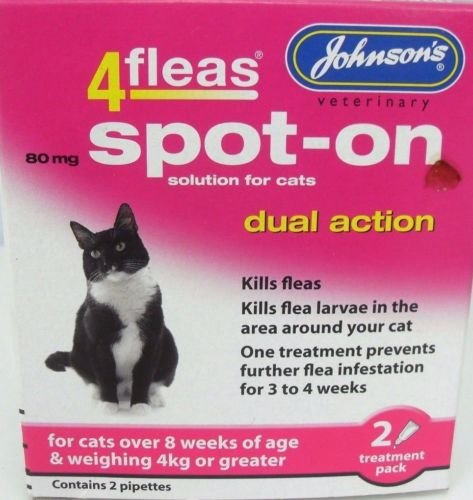 Johnson's Cat Kitten 4 fleas Dual Action Spot-on Solution Kills Fleas Dead (over 8 wks over 4kg) 4 kg (Pack of 1) - PawsPlanet Australia