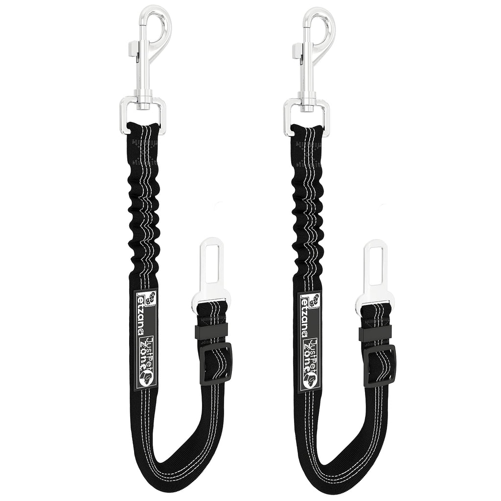 2 Pack Premium Car Seat Belt for Dogs Cats Pets, Adjustable Safety Heavy Duty Elastic Lead Harness for Cars with Elastic Nylon Bungee Buffer (Black) Black - PawsPlanet Australia