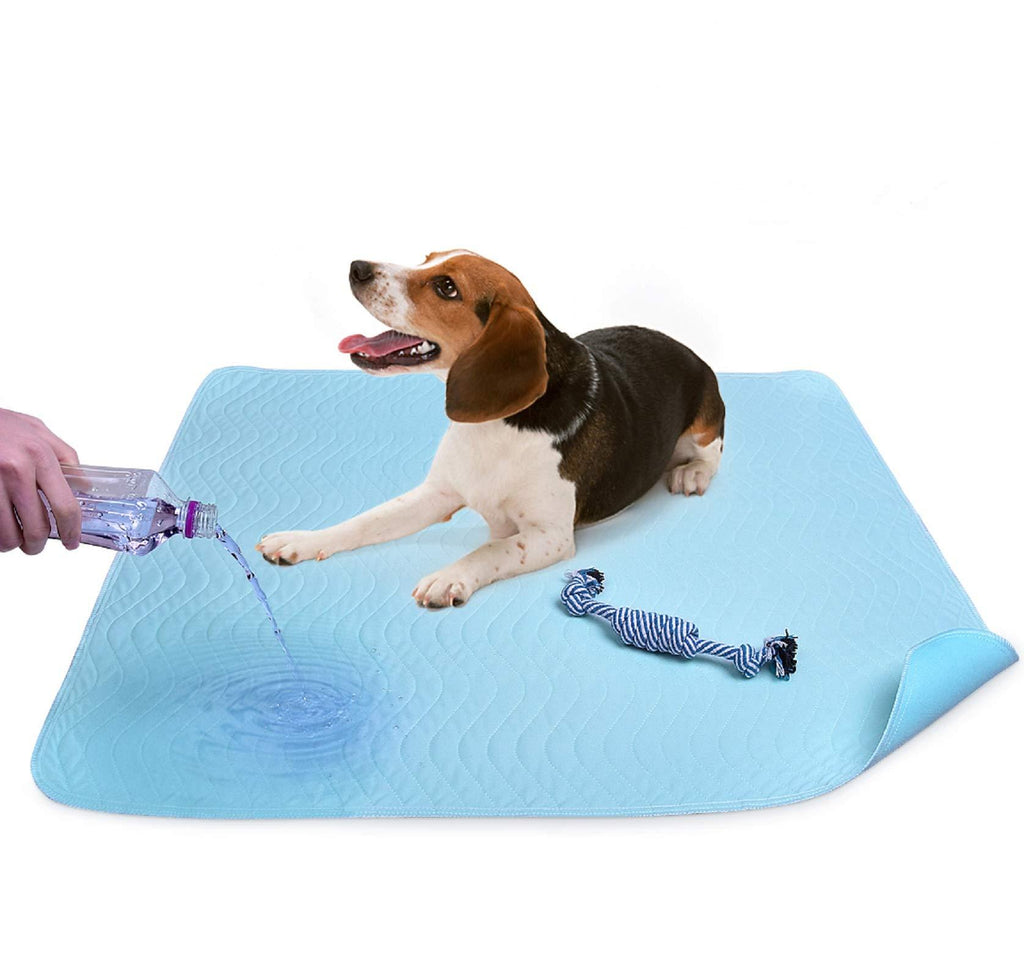 U-picks Pee Pads for Dogs Washable Puppy Training Pad 2 Pack Super Absorbing Reusable Dog Travel Pads(80 x 90 cm) 4 Layers Design Waterproof/Quick-Dry/Anti-Slip with Dog Chew Toy Blue - PawsPlanet Australia