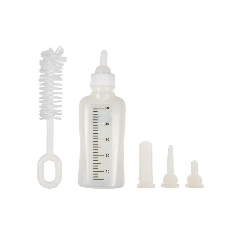 50ML Pet Baby Bottle Set with 3 Nipples and 1 Cleaning Brush Pet Nurser Bottle Kit for Dog Cat - PawsPlanet Australia