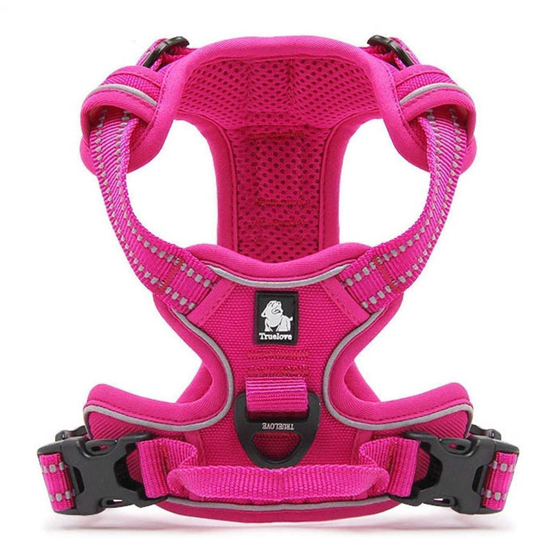 Rantow 3M Reflective Mesh Pet Puppy Dog Harness Adjustable Comfort Padded Safety Vest Front Range Chest Harness Outdoor for Large/Medium/Small Dogs With Strong Easy Control Handle M(Chest56-69cm) Rose - PawsPlanet Australia