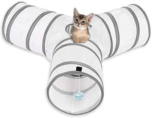 MFEI Rabbit Toys, Cat Tunnels 3 Way Cat Tunnel Rabbit Toys Crinkle Collapsible Tube Toy Tunnel for Cats Rabbits, Dogs, pets white - PawsPlanet Australia