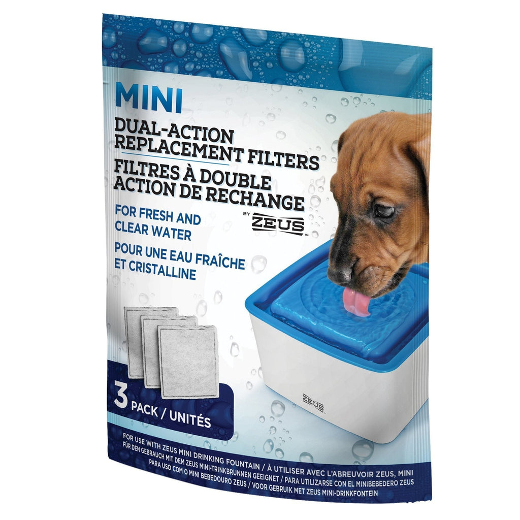 [Australia] - ZEUS Mini Fountain Dual-Action Replacement Filters for Elevated Dog Water Dispenser, 3 Pack 3-Pack Filters 