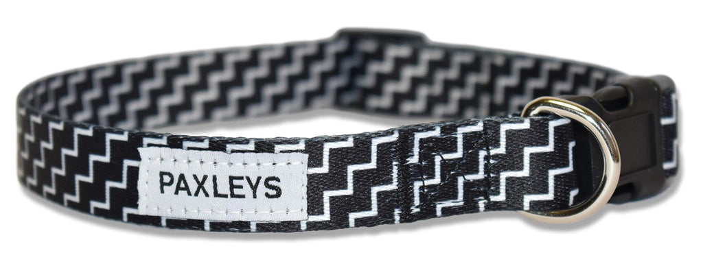 Paxleys Black White Soft Comfortable Retro Zigzag Dog Puppy Collar, Adjustable Designer Waterproof Accessory For Large and Extra Large (Neck 40cm-60cm) - PawsPlanet Australia