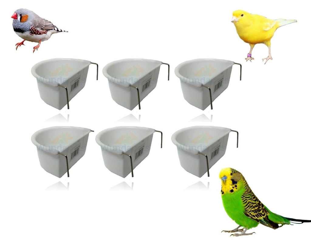 *NEW* 6 PACK WUNDAPETS 6.5 CM D-SHAPE PLASTIC BIRD BUDGIE CAGE HANG ON FEEDER COOP CUP - PawsPlanet Australia