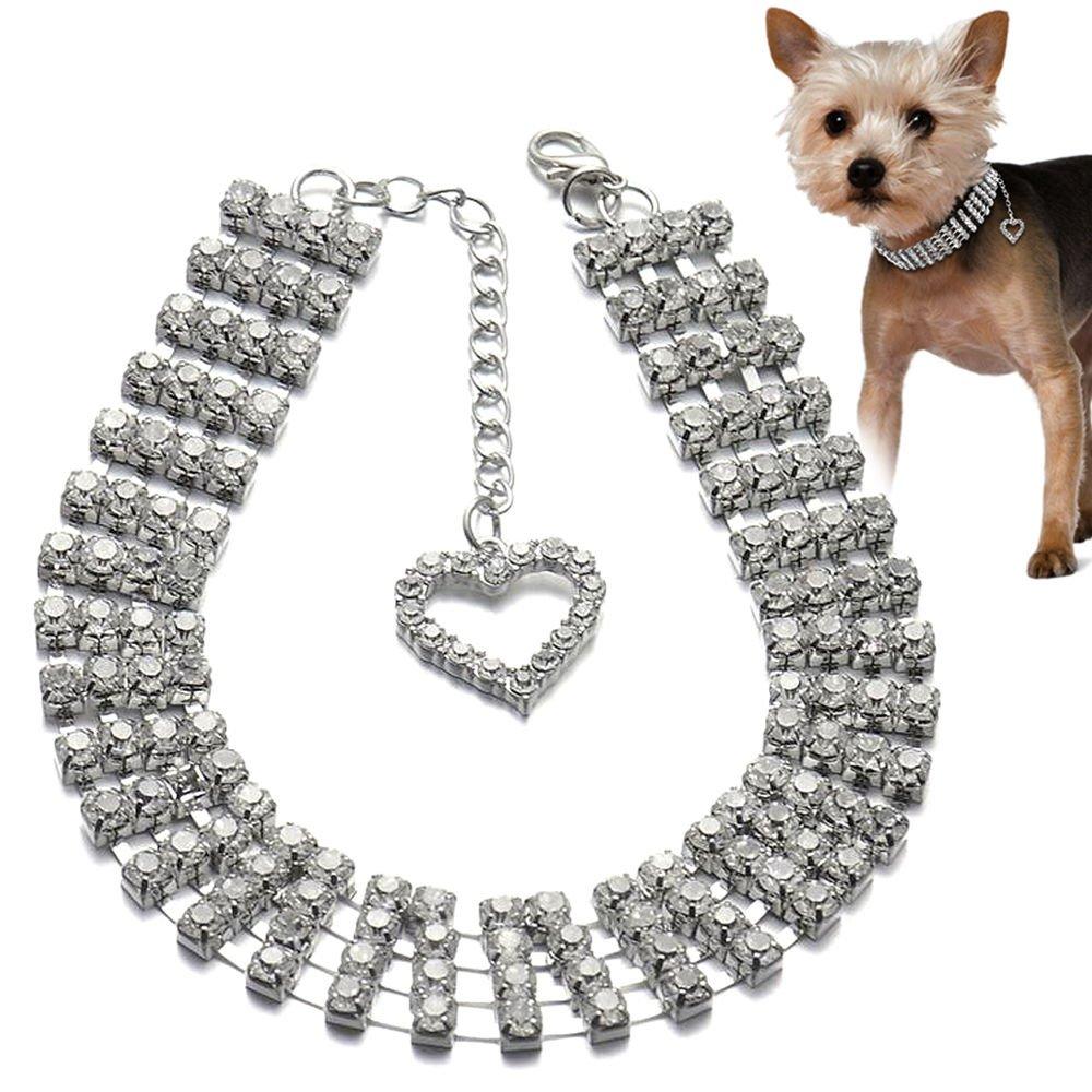 BbearT® Dog Collar,Small Dog Puppy Collar Bling Bling Fancy Rhinestone Jewelry Necklace Collars for Cat Small Dog Puppy (M-25cm) M---25cm - PawsPlanet Australia