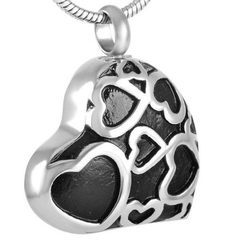 Cherished Urns Black Heart Memorial Ash Keepsake Cremation Pendant - PawsPlanet Australia