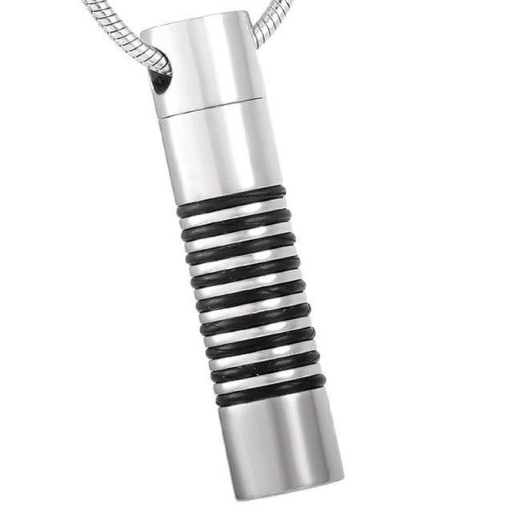 Cherished Urns Silver with Black Stripes Memorial Ash Keepsake Cremation Pendant - PawsPlanet Australia