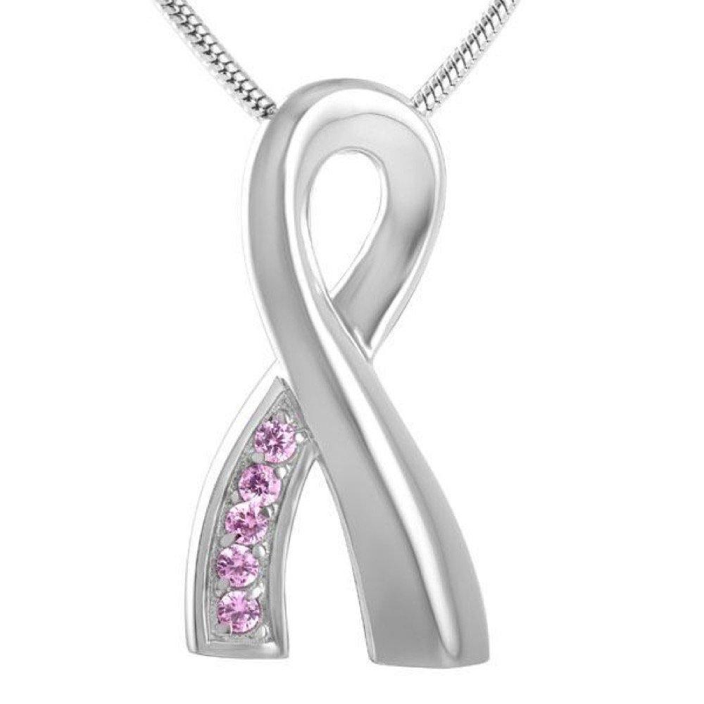 Cherished Urns Silver Cross with Pink Crystals Memorial Ash Keepsake Cremation Pendant - PawsPlanet Australia