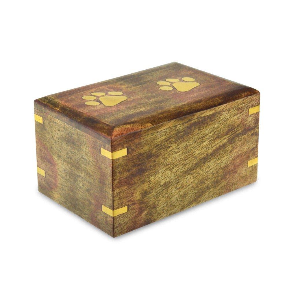 Cherished Urns Whitsand Wooden Casket Paw Print Pet Cremation Urn - Extra Small. Capacity of 25 cubic inches - PawsPlanet Australia