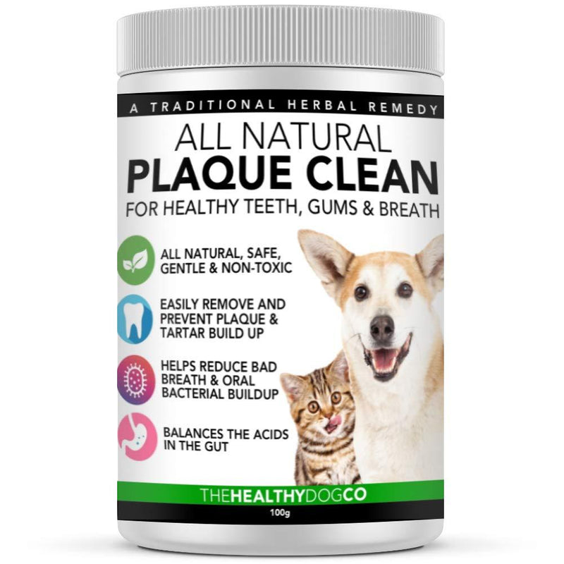 All Natural Plaque Clean | Cat & Dog Plaque Remover & Bad Breath Freshener Powder | 160-320 Servings | 160ml/100g | The Healthiest Choice in Pets Teeth Cleaning Products to Prevent Gum Disease - PawsPlanet Australia