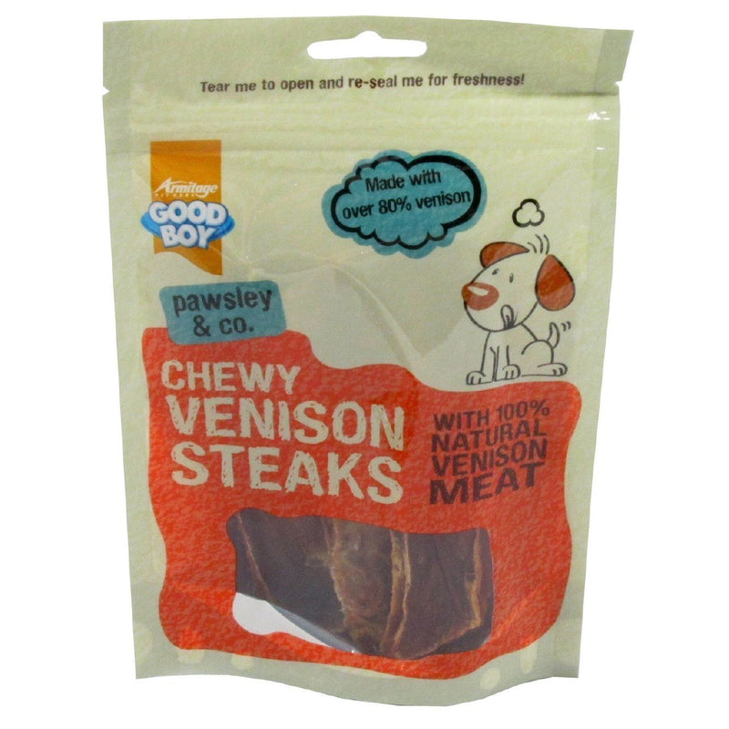 3X Good Boy Pawsley & Co Chewy Venison Steaks 80g - PawsPlanet Australia