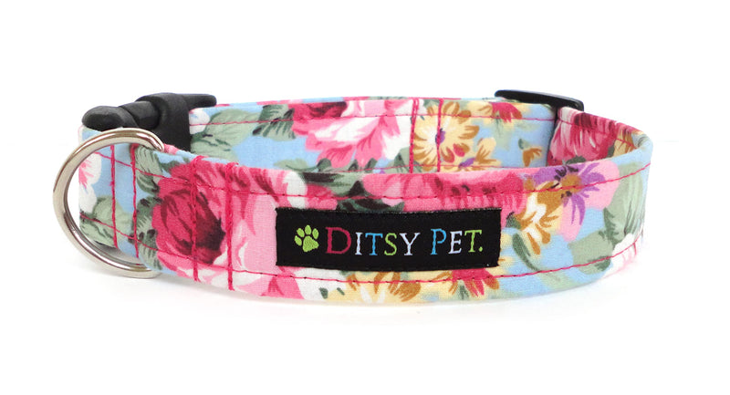 Ditsy Pet Rose Floral Dog Collar XLarge X-Large - PawsPlanet Australia