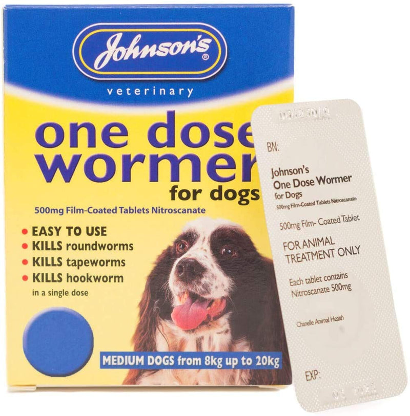 Johnson's EASY DOSE WORMER SIZE 2 (MEDIUM DOG) 2 TABLETS PER PACK  1, 3 OR 6 PACKS (1 PACK) 1 PACK - PawsPlanet Australia