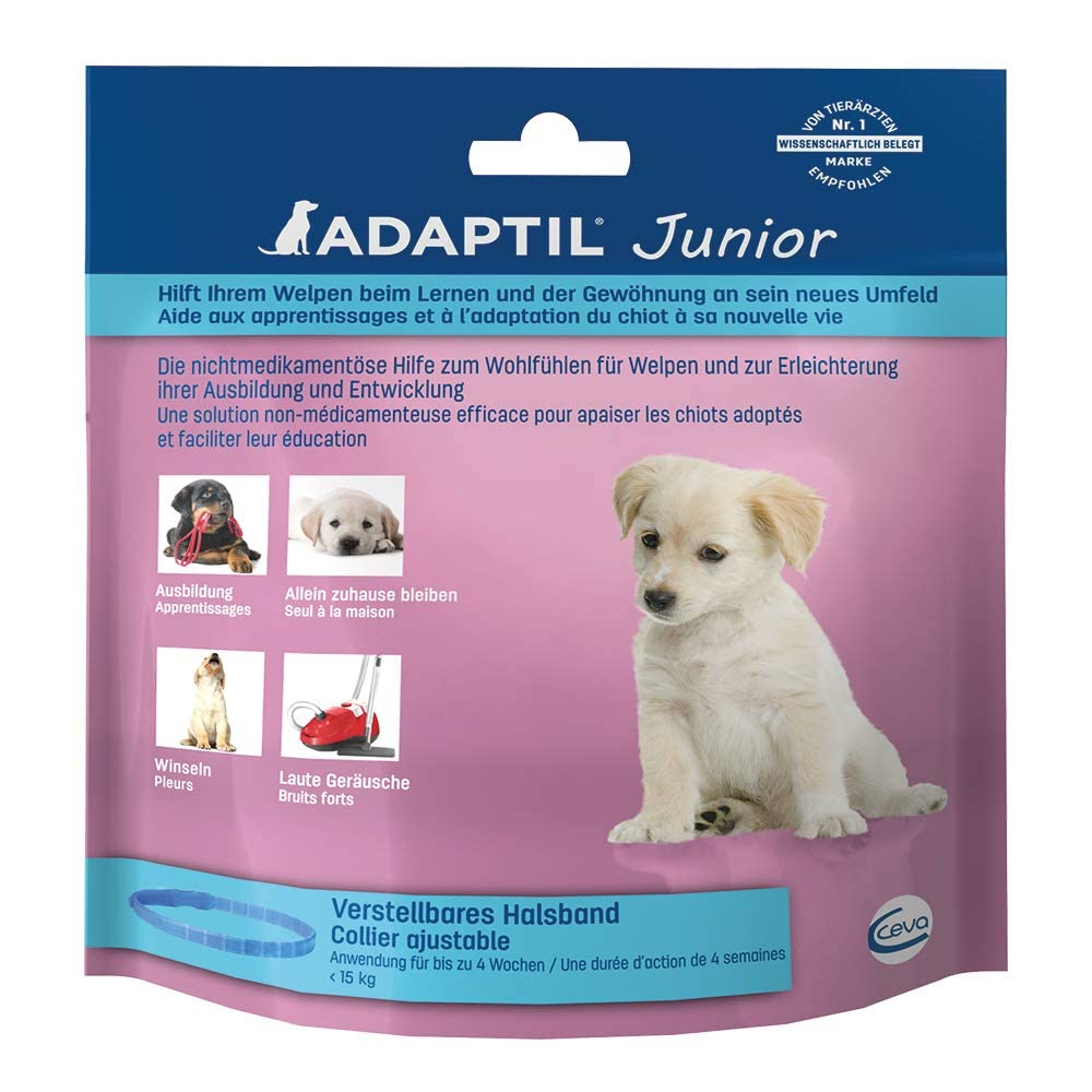 ADAPTIL Junior Adjustable Collar for puppies, proven to help reduce night crying, comfort when left home alone, training and socilisation - Puppy 1 Baby blue - PawsPlanet Australia