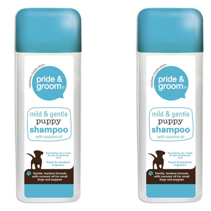 2 x Pride & Groom Mild & Gentle Puppy Shampoo Peach & Madrin 300ml - PawsPlanet Australia