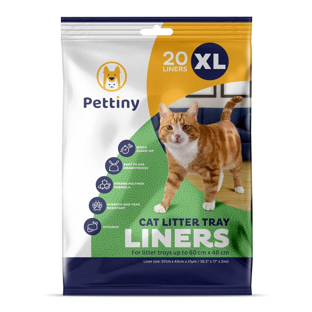 [Australia] - Pettiny 20 Cat Litter Box Liners with Drawstrings Scratch Resistant Cat Litter Bags for Litter Trays XL 